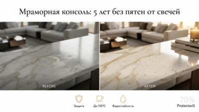 Дочь поставила свечу на мраморную консоль — воск отлетел, цвет под ним светлее