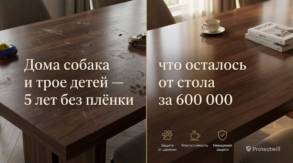 Дома собака и трое детей — 5 лет без плёнки, что осталось от стола за 600 000