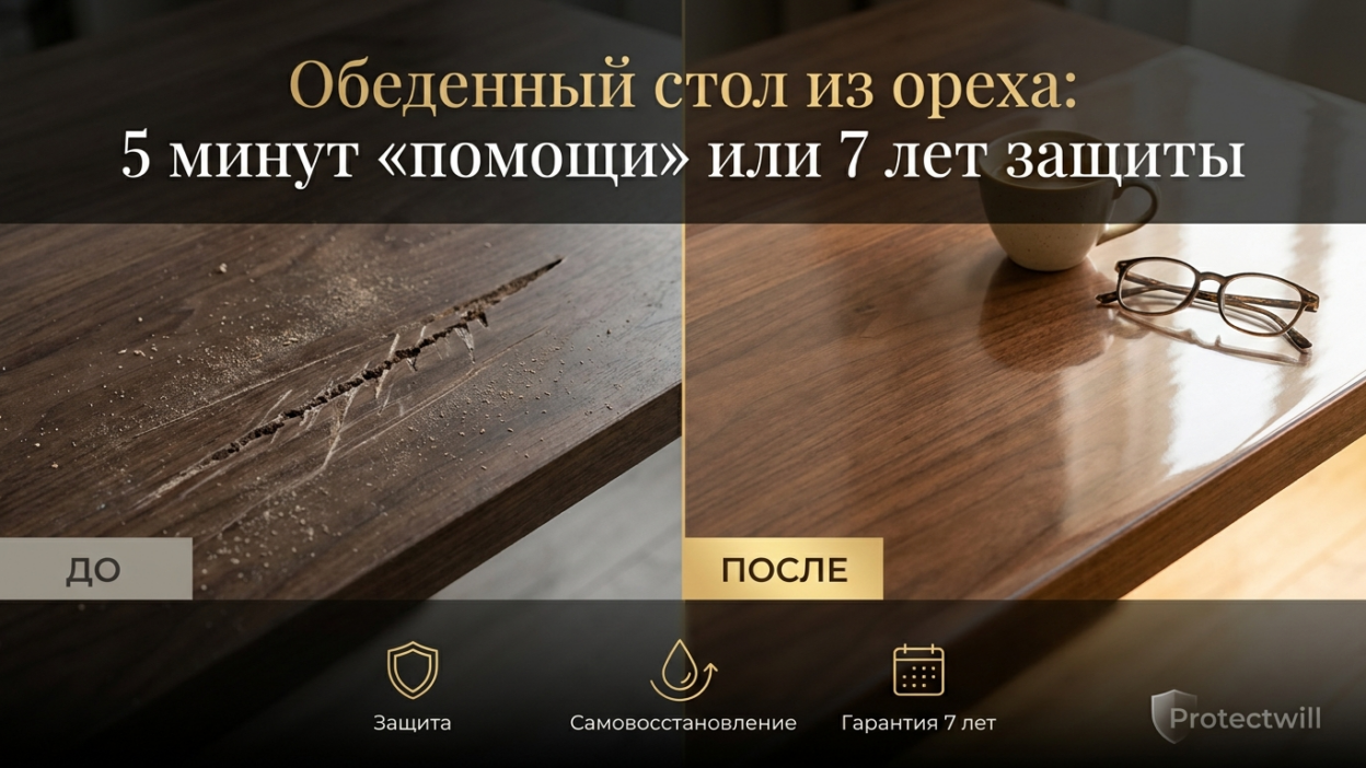 Муж пилил доску на обеденном столе из ореха — 5 минут «помощи» = 90 000 ремонта
