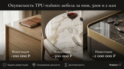 Окупаемость плёнки на мебели за 100к, 500к и 2 млн — где есть смысл, а где нет