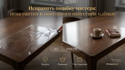 Сколько стоит исправить ошибку мастера: снять кривую плёнку и переклеить