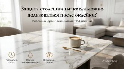 Сколько сохнет плёнка после оклейки столешницы — реальные сроки