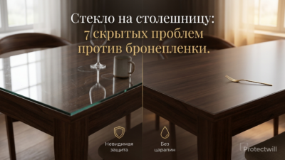 Стекло сверху столешницы vs бронеплёнка — 7 минусов стекла, о которых забывают